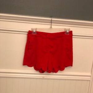 Red scalloped shorts